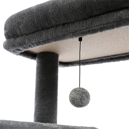 56" Cat Tree for Indoor Cats Cat Condos for Adult Cats with Padded Plush Perch and Cozy Basket Cat Tower for Large Cats , Gray